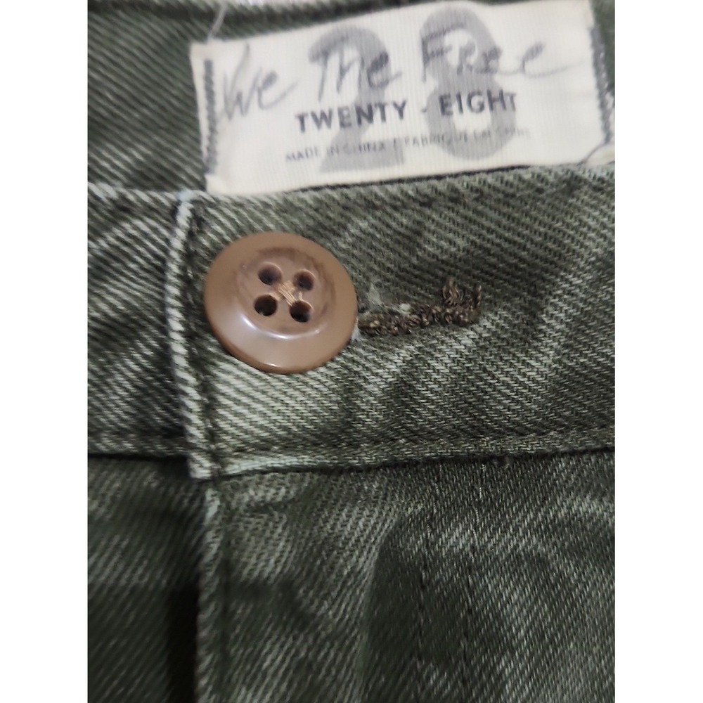 We The Free Boho Bermuda Jean Shorts Distressed Midrise Cotton Green Jort 28 - Picture 3 of 6